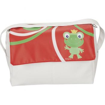 Bolso para mamás Ranita rojo de piel, apto para silla de paseo, con diseño morado