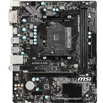 MSI A320M-A Pro - Placa Base AM4 Micro ATX AMD A320 A320M-A Pro, AMD, ubicación AM4, AMD Athlon, AMD Ryzen, DDR4-SDRAM, DIMM, 1866, 2133, 2400, 2667 y 2933, 3200 MHz