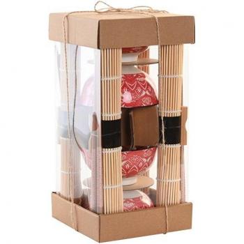 Set de sushi Fucsia Mandala Gres Oriental (16 Piezas)