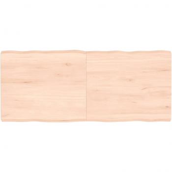 Encimera de mesa de madera maciza de roble sin tratar con bordes naturales, dimensiones 140x60x(2-6) cm, color marrón