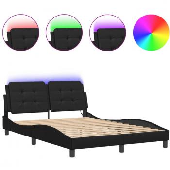 vidaXL Black LED Bed Frame without Mattress, Double Size 53.9x74.8
