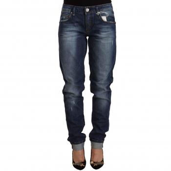 Acht Blue Washed Mid Waist Slim Fit Denim Folded Hem Jeans - W27