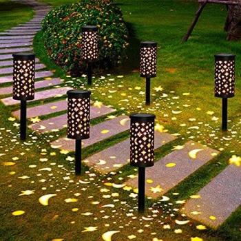 Lámparas Solares para Jardín Golwof 6 Piezas Luz Solar Exterior Jardin Luces Solares Jardin Exterior Decorativas Farolillos Solares Exterior Iluminación de Caminos para Camino Patio Césped Pasillo