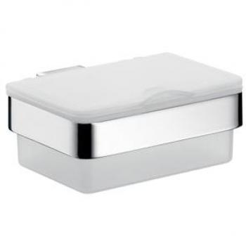 Caja de pañuelos Emco Loft con tapa de acero inoxidable y diseño en cromo, dimensiones: 15,6 x 15,5 x 6,4 cm