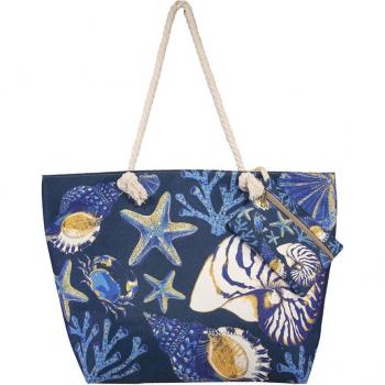 Bolso de playa estampado con monedero y asas largas estilo cuerda náutica