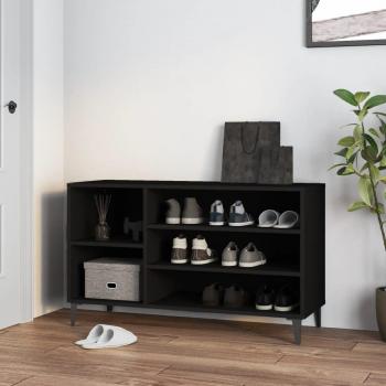 Mueble Zapatero de Madera Contrachapada para Entrada y Pasillo, Estante en Color Blanco Brillante, Negro y Blanco - Dimensiones 102x36x60 cm