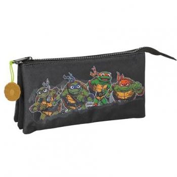 Portatodo Triple Tortugas Ninja - Estuche Compacto y Resistente para Escuela y Oficina - 22x12x3 cm