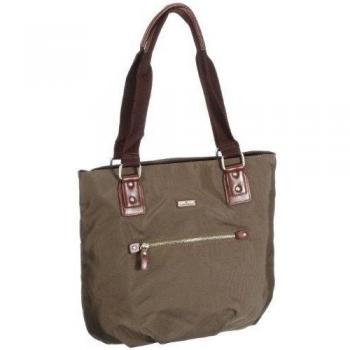 Tom Tailor Acc RINA Shopper, beige 11226 35 - Bolso de asas de nailon para mujer, color verde, talla 37x33x13 cm