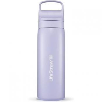 LifeStraw Go Provence Purple Stainless Steel Water Bottle with 2-Stage Filter, 530 ml