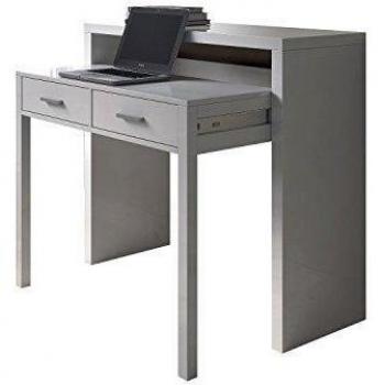 Habitdesign 004582BO - Mesa de escritorio extensible, color blanco brillo, medidas: 98,5 x 87,5 x 36- 70 cm de fondo