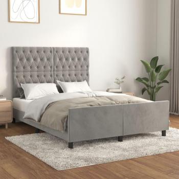 Cabecero de cama de terciopelo gris claro 140x200 cm con estructura incluida
