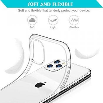 KEEPXYZ Funda para iPhone 11 Pro MAX + 2 Pcs Protector de Pantalla para iPhone 11 Pro MAX Cristal Templado, Flexible Suave Silicona Transparente TPU Carcasa + Vidrio Templado para iPhone 11 Pro MAX
