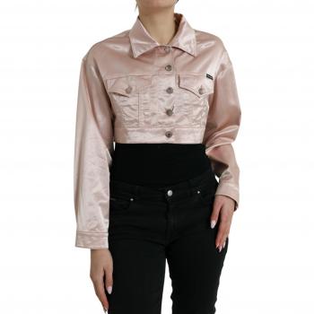 Dolce & Gabbana Elegant Pink Cropped Denim Jacket - IT40|S, Light Jackets, female, Pink, Size: XS