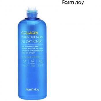 FARM STAY Collagen Water Full Moist Toner 200ml - Hydrating toner with collagen, full moisture formula, suitable for all skin types, enhances skin elasticity, improves texture, provides deep hydration