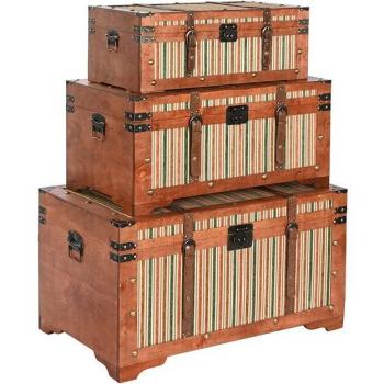 Juego de Baúles Home ESPRIT Marrón Multicolor Madera Lienzo Colonial 81 x 49 x 45 cm
