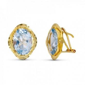 Pendientes de oro con aguamarina ovalada de 14mm y detalles tallados Omega