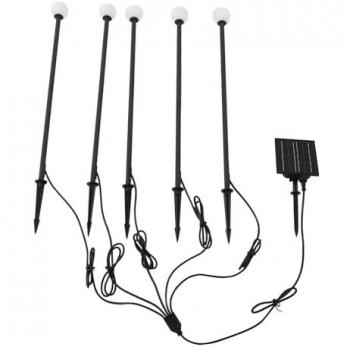 Lámpara LED solar Freydis, set de 5, negra, 2.000 K
