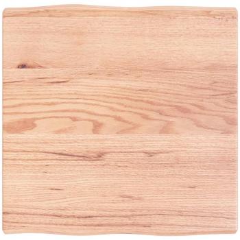 Tablero de mesa de madera tratada roble borde natural 60x60x(2-4) cm marrón claro sin tratar
