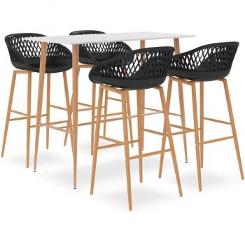 Juego de mesa alta y taburetes de bar 5 piezas blanco y negro