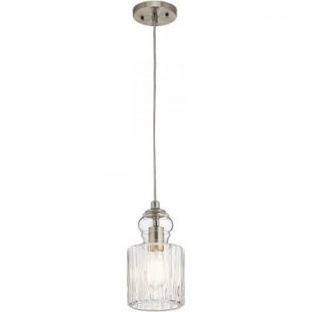 Colgante Riviera Níquel Cepillado 27 Cm, lámpara colgante de diseño moderno, acabado en níquel cepillado, compatible con bombillas E27
