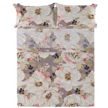 Sábana Encimera Multicolor White Peonies 100% Algodón 200 TC Fabricada en España 210x270 cm (Cama 135/140)