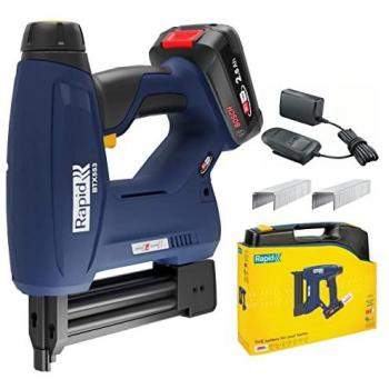 Grapadora Eléctrica Inalámbrica Rapid BTX553 18V P4A, Incluye Batería, Cargador y Maletín, Compatible con Grapas N.º 53 y Clavos N.º