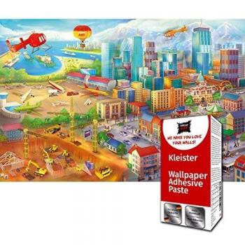 GREAT ART Foto Mural Infantil Ciudad Comic 336 x 238 cm - Papel Pintado 8 Piezas incluye Pasta para pegar