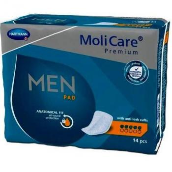 MoliCare Premium Men Pads - 5 Drops Absorbent Inserts for Light Urinary Incontinence, 14 Count