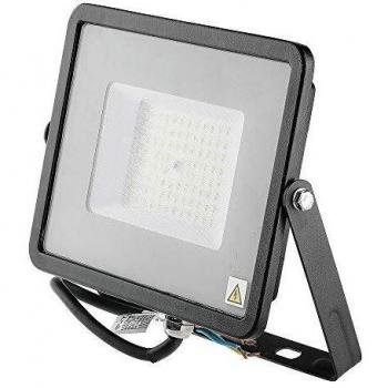 Faro LED Flood Slim 50W Alta Luminosidad 120lm/W 6000lm Frío 6400K Carcasa Negra IP65 Chip Samsung