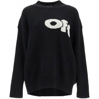 Off-White Women's Wool Blend Jumper With Logo Sweater in Black | Size Medium | OWHE106F24KNI001