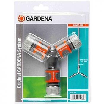 Conector de derivación Gardena en Y para manguera de 13 mm (1/2) con triple sistema de riego Ø 15 mm