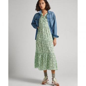 Pepe Jeans Vestido Midi Estampado Floral Tejido Fluido para Mujer