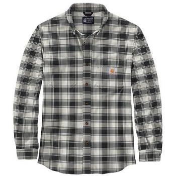 Camisa Carhartt Rugged Flex Flannel Plaid - Negro Beige, Talla 2XL, Franela de peso medio para hombre