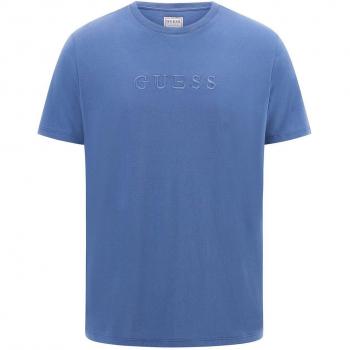 Guess Classic Pima Embroidered Logo T-Shirt in Blue