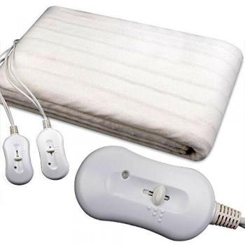 Deuba Manta Eléctrica térmica 160x140cm Calienta camas lavable blanca 2 Niveles de calor suave para 2 personas