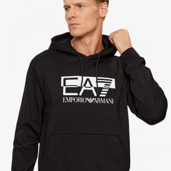 Emporio Armani EA7 Stylish Black Male Hoodie Sweater Size M
