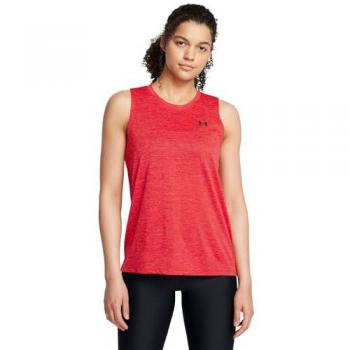 Camiseta sin Mangas Under Armour Tech Twist para Mujer, Rojo Racer/Negro, Talla M