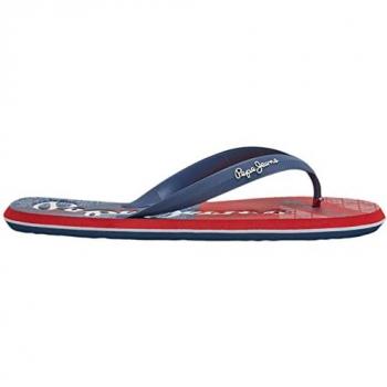 Chanclas Pepe Jeans Whale Flag - Cómodas y Resistentes, Color Rojo y Azul Oscuro, Talla 43