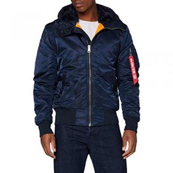 Alpha Industries MA-1 Hooded Bomber Jacket in Replica Blue for Men