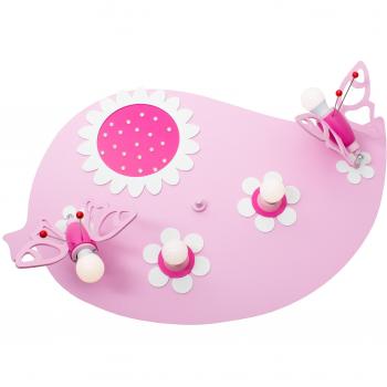 Plafón Elobra Hoja Mariposa Rosa, 4 Luces