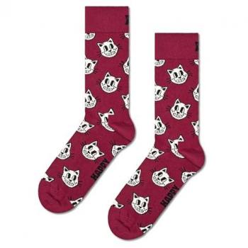 Calcetines de Crew de Gato Rojo Oscuro - Calcetines Divertidos para Amantes de los Felinos