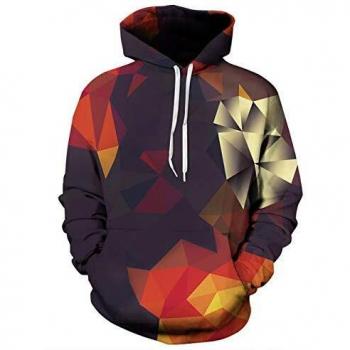Freshhoodies Unisexo Sudaderas con Capucha 3D Geometría Naranja Hombre Mujer Colorida Hoodie Camiseta Hoodies Tops con Bolsillos L