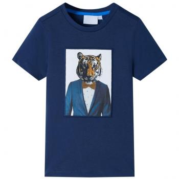 Camiseta infantil de manga corta azul oscuro 104
