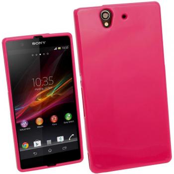 igadgitz Rosa Case TPU Gel Funda Cover Carcasa para Sony Xperia Z Android Smartphone + Protector de pantalla