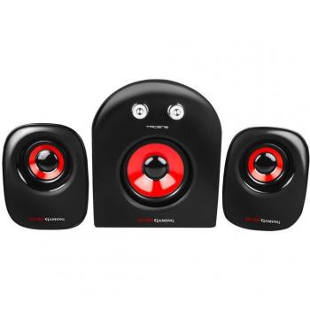 Mars Gaming MS2 - Altavoces 2.1 con Subwoofer, Potencia de 20W, 5 Drivers de Sonido, Alimentación USB, Compatible con PC/Mac/Smartphone/Tablet, Diseño Compacto en Rojo y Negro