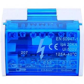 Caja de Distribución de Terminales Circuito de Tierra del riel DIN Bloques de Terminales Monofásico de 2 Niveles con Cubierta de Polvo Transparente 207