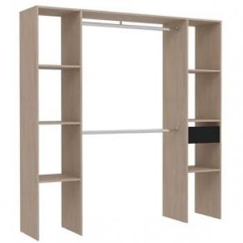 Vestidor de madera Elysee con 6 estantes, 1 cajón y 2 armarios: 180x40x180 cm