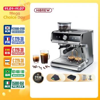 Máquina de Café HiBREW H15 en Cápsulas, 20 Bares de Presión, Espumador Automático, Cappuccino y Latte, 1450W, Color Negro