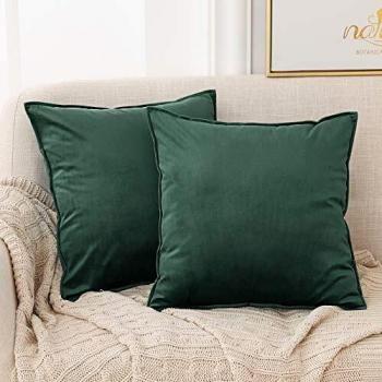 Deconovo Fundas para Cojines de Almohada del Sofá Cubierta Suave Decorativa Protector para Hogar 50 x 50 cm 2 Piezas Verde Oscuro