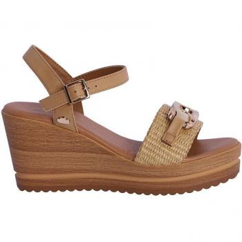 Sandalias de plataforma de mujer Lavinia color beige con hebilla